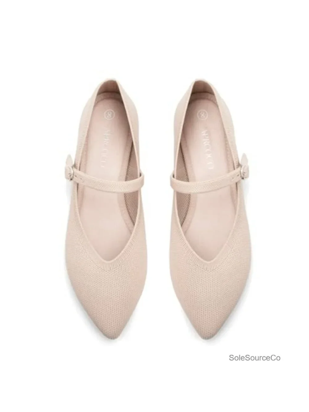 Knit Pointed Toe Ballet Flats with Ankle Strap Casual Women's Comfort Shoes